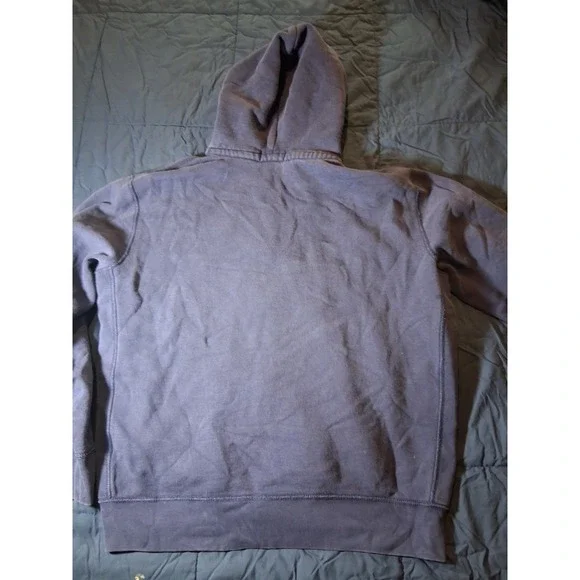 Polo Ralph Lauren Full Zip Fleece Lined Hoodie Navy Blue White Pony Logo Sz L - Picture 5 of 6